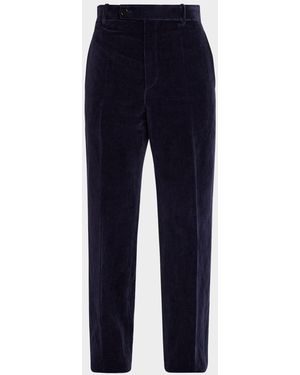Jil Sander Cotton-Linen Velvet Pants - Blue