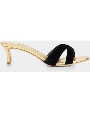 Manolo Blahnik Callydramu 50Mm Slanted-Heel Sandals - Multicolor