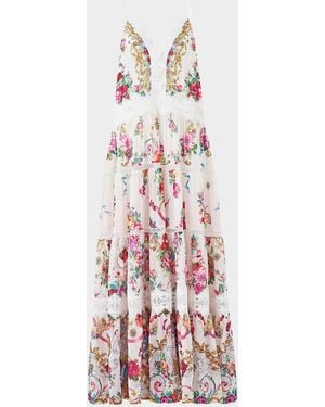 CAMILLA Torero Libertine Tiered Cotton-Silk Maxi Dress - White