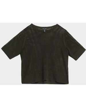 Eileen Fisher Crewneck Open-Knit Sweater - Black