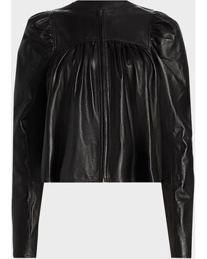 Ulla Johnson Anouk Puff-Sleeve Nappa Leather Jacket - Black