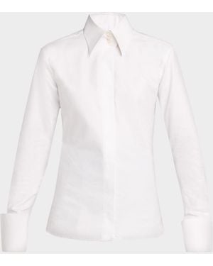 Sergio Hudson Standard Collar Long-Sleeve Cotton Shirt - White