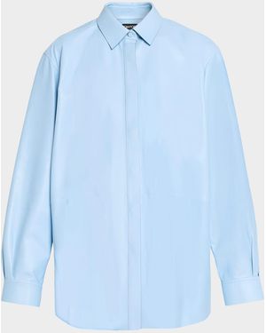 Tom Ford Leather Shirt Jacket - Blue