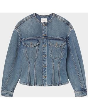 FRAME The Nipped Collarless Jacket - Blue