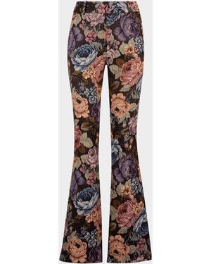 Smythe Floral Jacquard Bootcut Pants - Multicolor