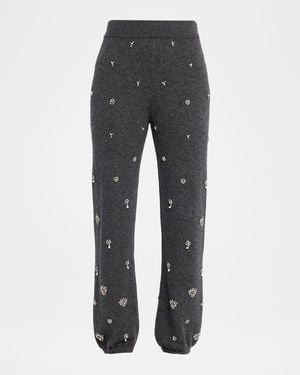 Jonathan Simkhai Kandace Embellished Wool-Cashmere Pants - Gray