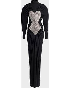Stella McCartney Gathered Crystal Body Contour Gown - Black