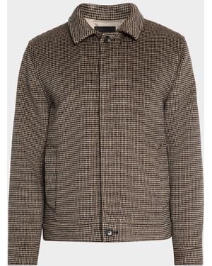 Vince Apos;S Houndstooth Button-Front Bomber Jacket - Brown