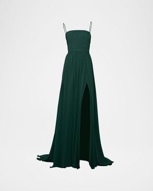 Atelier Prabal Gurung Millicent Woven Spaghetti Strap Gown - Green