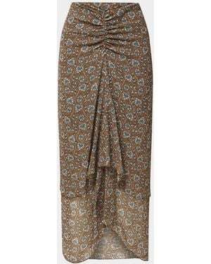 Veronica Beard Limani Floral Midi Skirt - Natural