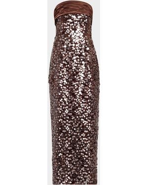 MILLY Hana Strapless Sequin Column Maxi Dress - Purple