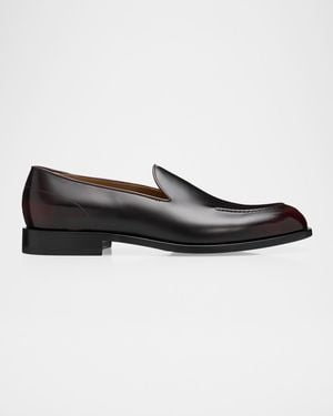 Kiton Apos;S Calfskin Apron-Toe Loafers - Black