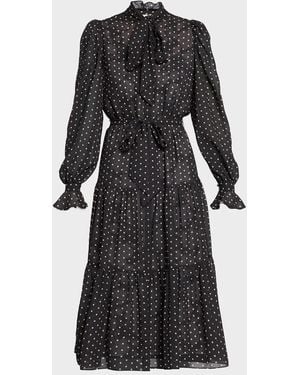 Kobi Halperin Erin Polka Dot Chiffon Midi Dress - Black