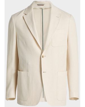 Canali Apos;S Waffle-Knit Cotton Jersey Jacket - Natural