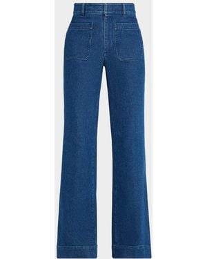 Tanya Taylor Nicole Mid-Rise Denim Bootcut Pants - Blue
