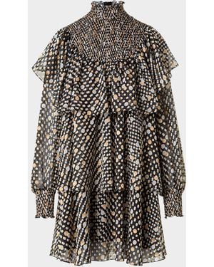 Akris Punto Polka Dot Devore Crepe De Chine Ruffle Mini Dress - Multicolor