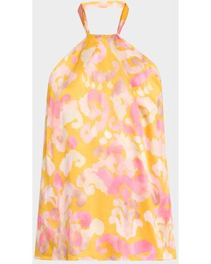 Figue Florentine Silk Halter Top - Orange