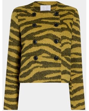 Proenza Schouler Courtney Zebra Wool-Cashmere Jacket - Green