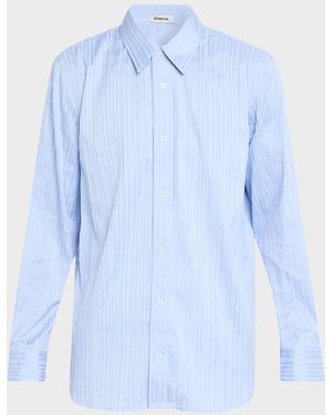 Jonathan Simkhai Apos;S Tristan Tonal Stripe Button-Front Shirt - Blue