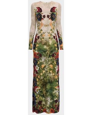 Alice + Olivia Forest Delora Long-Sleeve Maxi Dress - Green