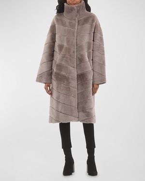 Gorski Reversible Chevron Lamb Shearling Coat - Natural