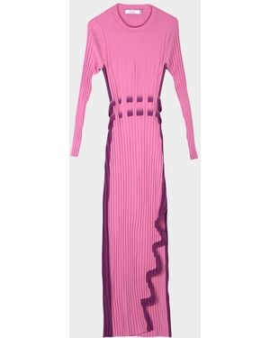 Ph5 Aster Pleated Midi Dress With Wavy Slit - Pink