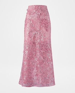 Silvia Tcherassi Astrid Sequin Embroidered Lace Midi Skirt - Pink