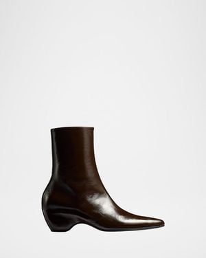 KHAITE Sybil Leather Ankle Boots - White