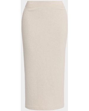 Vince Rib-Knit Midi Skirt - White