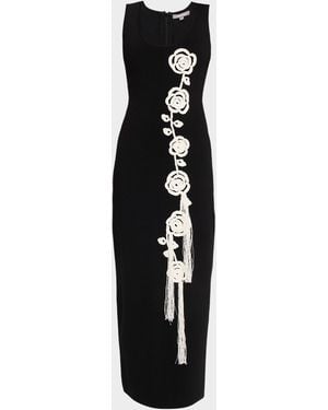 Lela Rose Crochet Applique Knit Dress - Black
