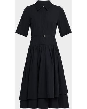 Co. Short-Sleeve Belted A-Line Dress - Black