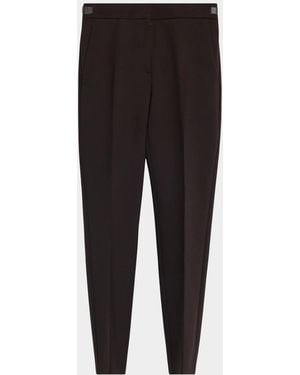Max Mara Stretch Virgin Wool Tapered-Leg Pants - Black