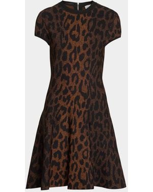 MILLY Honor Leopard Mini Dress - Brown