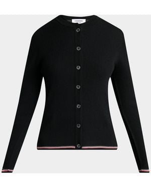 Thom Browne Rib-Knit Wool Cardigan - Black