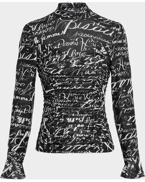 Cinq À Sept Lucy Love Journal Ruched Top - Black