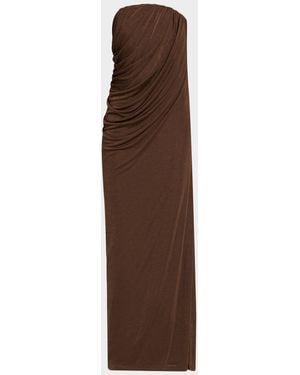 Anna Quan Zella Draped Strapless Dress - Brown