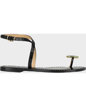 Amanu The Kigali Croc-Effect Leather Toe-Ring Sandals - Metallic