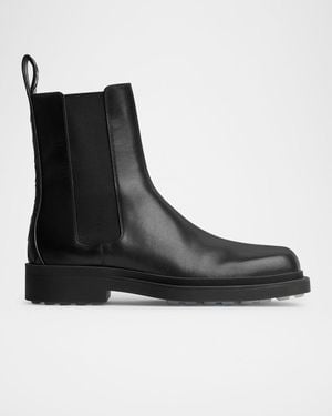 Bottega Veneta Ben Smooth & Intrecciato Leather Chelsea Boots - Black