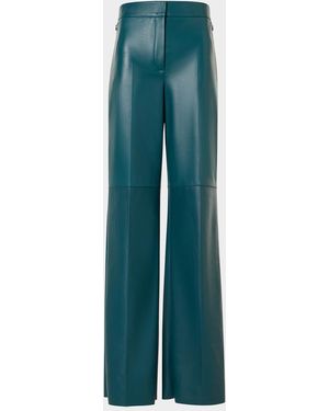 Akris Fior Nappa Leather Wide-Leg Pants - Blue