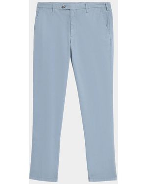Canali Apos;S Cotton Twill Flat-Front Pants - Blue