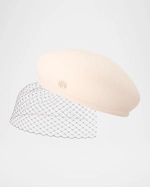 Maison Michel New Bonnie Veil Beret - Natural