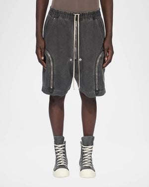 Rick Owens Bauhaus Denim Track Shorts - Gray