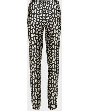 Carolina Herrera Leopard Jacquard Slim-Leg Ankle Cigarette Pants - Multicolor
