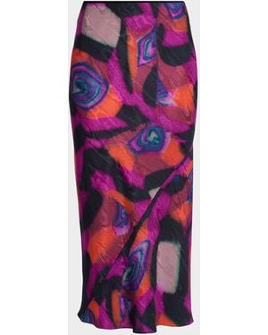 Dries Van Noten Marbled Clay Printed Twill Midi Skirt - Pink