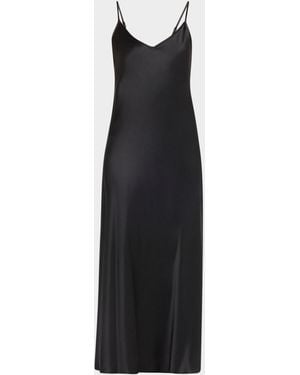 Christine Lingerie Long Silk Satin Nightgown - Black