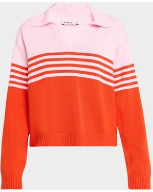 Jonathan Simkhai Jules Stripe Polo Sweater - Red