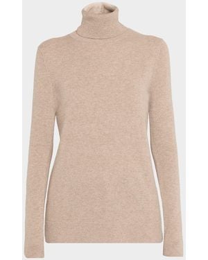Neiman Marcus Ribbed Cashmere Turtleneck Sweater - Green