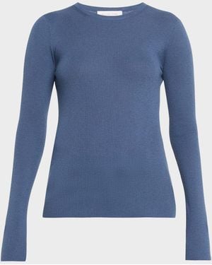 Michael Kors Hutton Ribbed Crewneck Cashmere Pullover - Blue