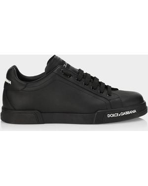 Dolce & Gabbana Apos;S Portofino Leather Low-Top Sneakers - Black