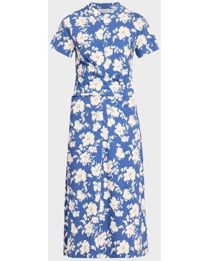 Tanya Taylor Mac Floral T-Shirt Dress - Blue